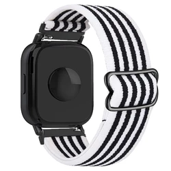 Adjustable Elastic Nylon Strap for Smartwatch - Enhanced Comfort Bracelet Band (Stripe white black)