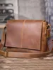 simple vintage handmade crazy horse cowhide men's messenger bag outdoor work commuter genuine leather youth shoulder bag 4