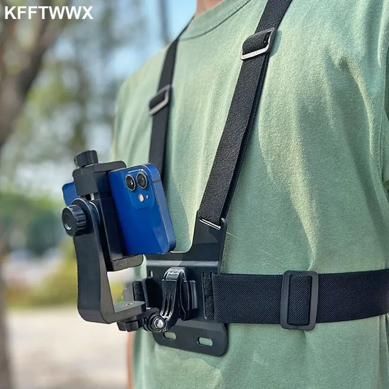 Support Sangle De Poitrine Réglable Pour Téléphone Et GoPro - Élastique, Angle Ajustable 145°, Compatible 6 à 10 Cm