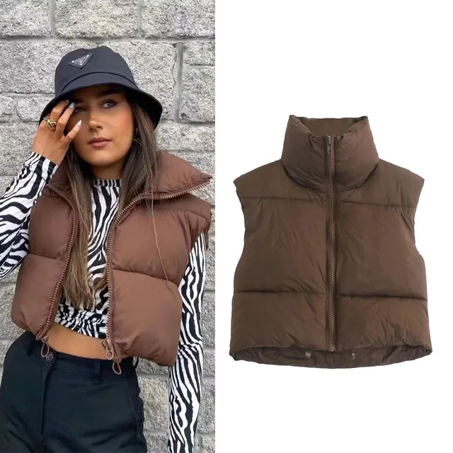 TRAF Women's Warm Vest Sleeveless Jacket Down Vest 2023 Woman  Autumn Winter Fashion Female Vests Coat New in Outerwears 1