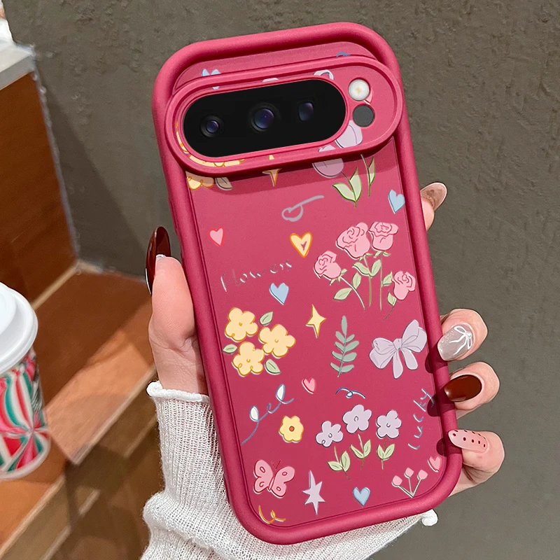 Cartoon Flowers Shockproof Soft TPU Silicone Phone Case