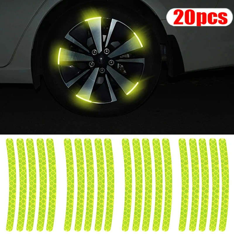 20pcs Car Wheel Reflective Stickers Anti Scratch Auto Body