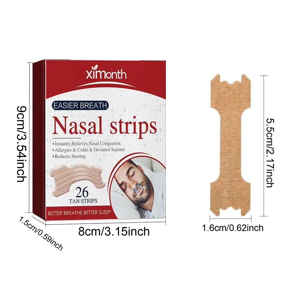 Description Picture 6 of item26pcs Nasal Strips Improve Sleep Reduce Snoring Relieve Nasal Congestion Due To Colds & Allergies Stickers Health Care