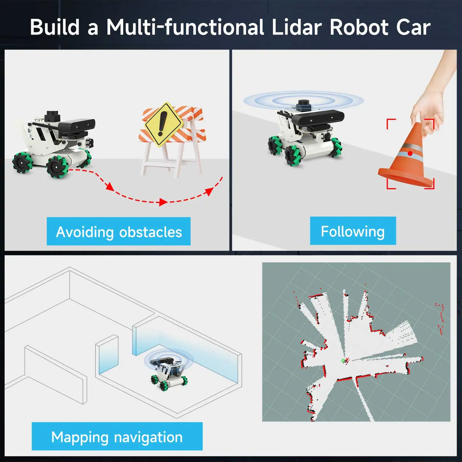 Yahboom RDK X3 ROS2 Robot Programmable Smart Car with Mecanum Wheel Depth Camera Lidar Support Python Programming APP Control