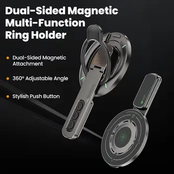 Double-Sided Magnetic Finger Ring Holder Rotate Phone Stand MultiFunction Finger Ring Bracket Portable Lazy Man Stand For iPhone