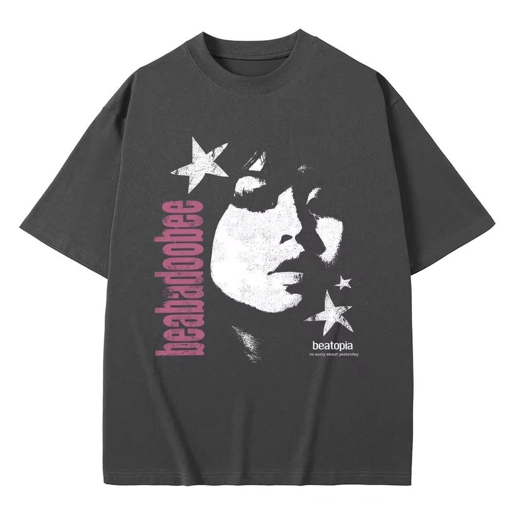 Casual Cotton Short Sleeve T-shirts Beabadoobee Face Print T-shirts Men Women Hip Hop Fashion Pop Music T Shirts Tops Streetwear 3