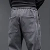 Men's Lyocell Elasticity Cargo Pants Baggy Bound Feet Sweatpants Drawstring Joggers Youth Streetwear Trousers Male Clothes 6