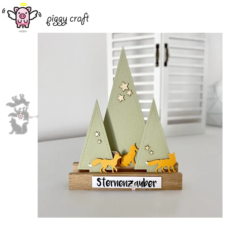 Piggy Craft Metal Cutting Dies Cut Die Mold 3Pcs Fox Decoration Scrapbook Paper Craft Knife Mold Blade Punch Stencil Dies