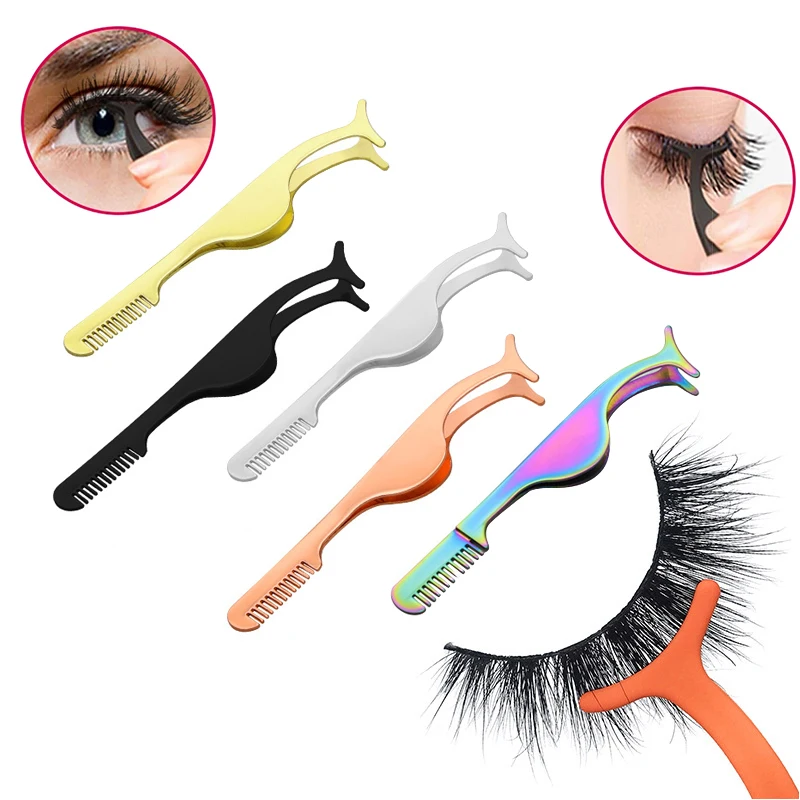 

1 Pc False Eyelashes Tweezer Fake Eye Lash Applicator Makeup Tools Auxiliary Curler Mink Eyelashes Professional Tweezer Tools
