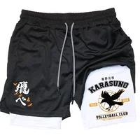 Anime Haikyuu 2 in 1 Compreesion Shorts for Men Gym Workout Running Volleyball Athletic Summer Performance Shorts with Pockets 1