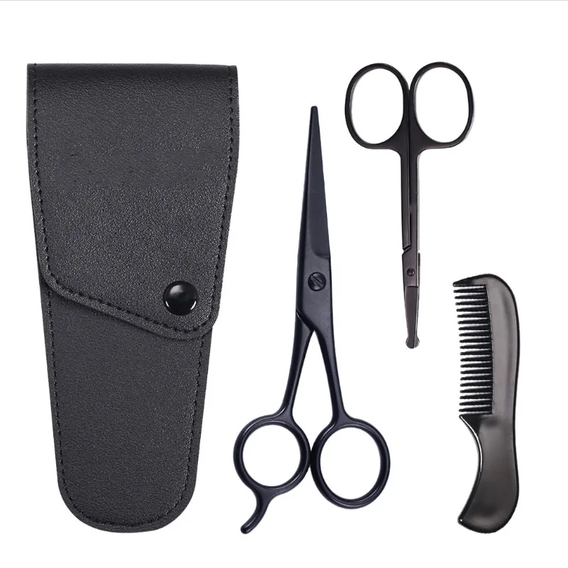 Mens Beard Grooming and Trimming Kit Beard Eyebrow Nose Hair Scissors Comb Facial Trimming  Facial Beard Cleaning Tool 1set deburring tool kit trimming knife edge cutter files deburring 3d printer parts for copper tube scraper cutting wire cable