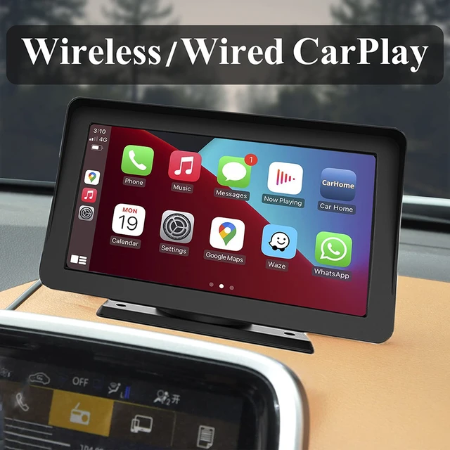 Carplay sans Fil Android Auto Portable Installation Facile Écran de Voiture  Écran Intelligent Stéréo pour 12V 24V Van Écran Tactile IPS de 7 Pouces