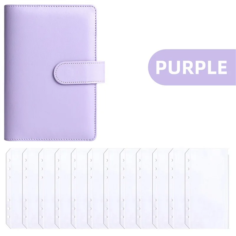 PU Leather A6 Budget Binder with Cash Envelope Pockets & Zipper