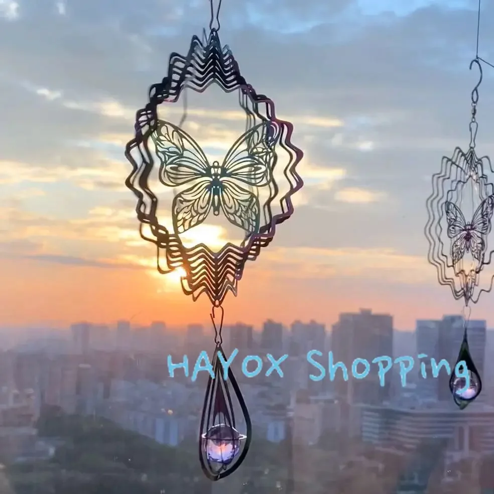 3D Butterfly Wind Chimes，stainless Steel Sun Catcher Stained Mandala Wind Chimes Pendant Garden Home Decoration Wind Spinner 4