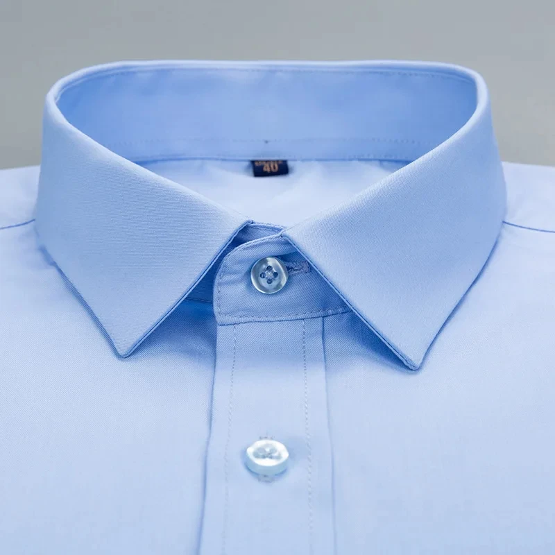 High Quality Men's Bamboo Fiber Short Sleeved Shirt Comfortable Breathable Lightweight Cool Business Formal Social Top 7XL-8XL 4