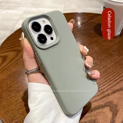 Premium Liquid Silicone Phone Case - Soft Full - Cover Bumper, Luxurious Protection - iPhone 15 Pro Max (Copper Green)