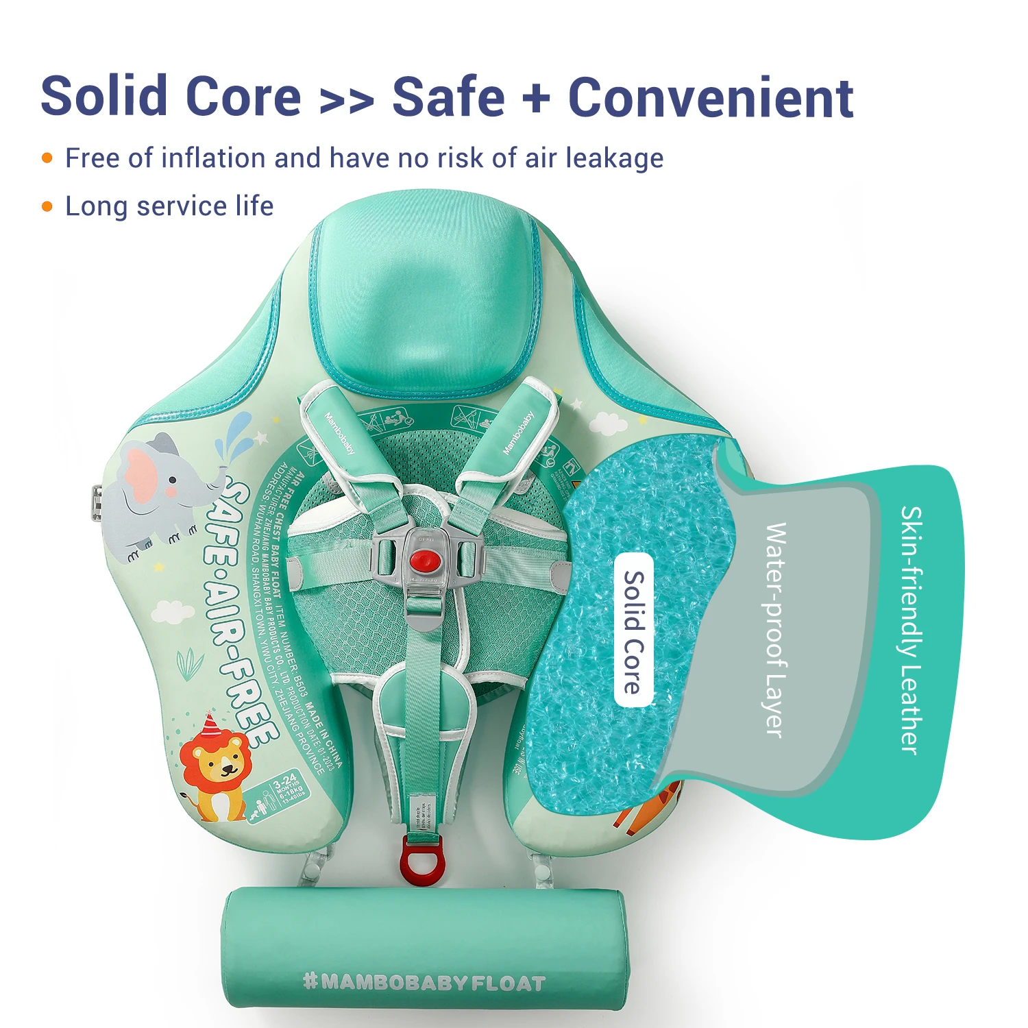 2024 New Mambobaby Animals Float Non-Inflatable Solid Baby Swimming buoy Water Trainer Infant Pool Floator Swim Ring with Canopy 2