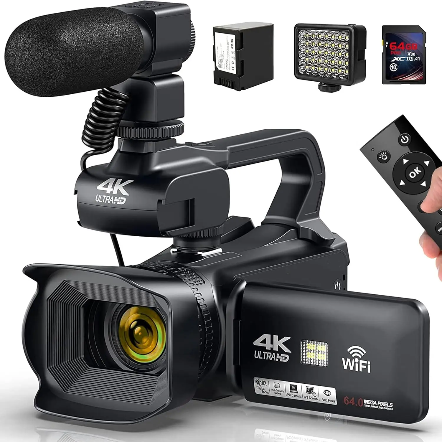 4K Ultra HD Professional Video Cameras for Photography 18X Digital Zoom 