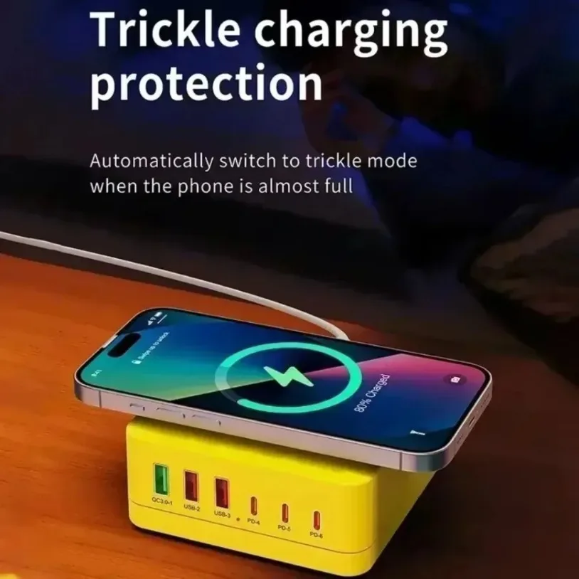 980W PD GaN USB C Charger Station Fast Wireless Charging Stand QC PD3.0 260W Quick Charge For Laptop Tablet iPhone 16-12 Samsung