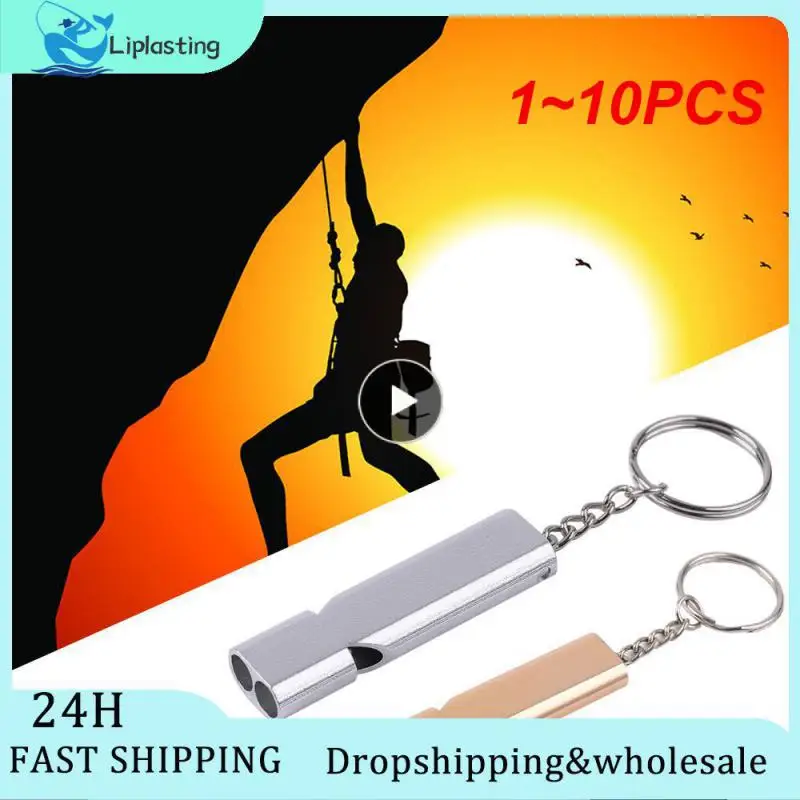 

1~10PCS Double-frequency Alloy Aluminum Emergency Survival Whistle Outdoor Tool Keychain