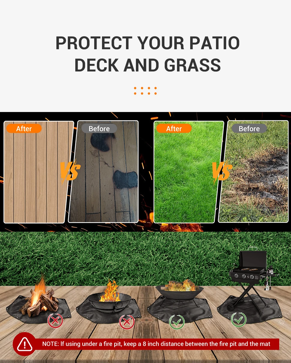 WESTTUNE Camping Feuerfeste Matte Outdoor Grill Picknick Isolierung Matte Fiberglas Outdoor Anti Flamme Isolierung Pad Schutz – Detail 9