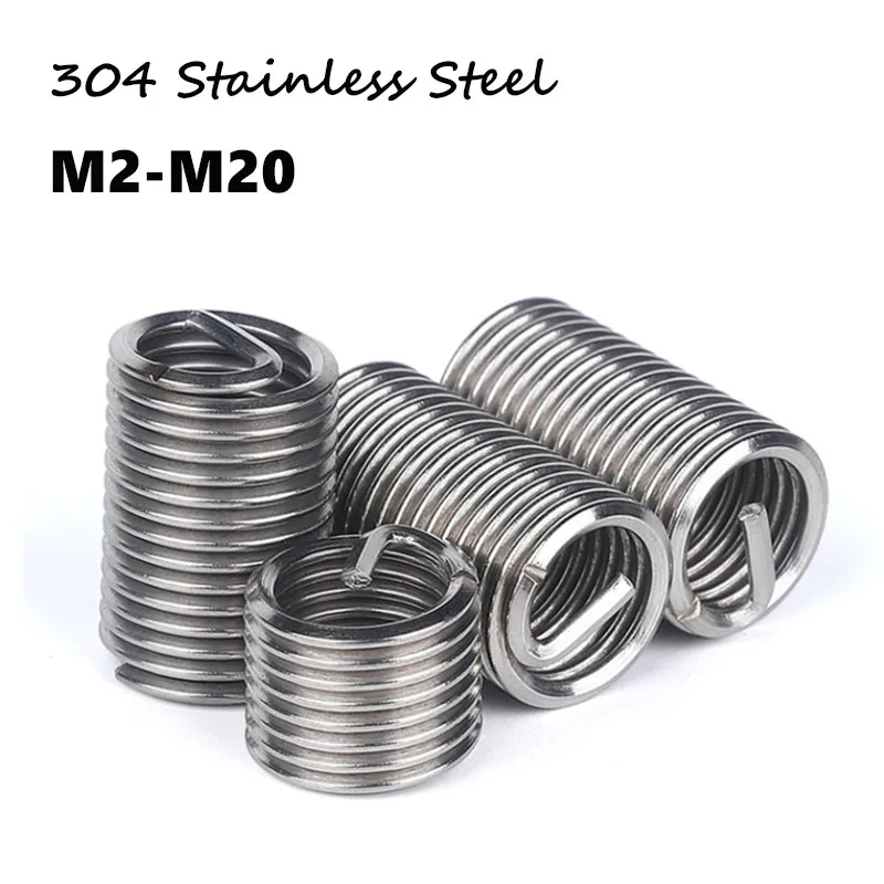 1/2/5/10/20Pcs 304 Manicotto Filettato In Acciaio Inossidabile Manicotto A Vite Boccola Elicoidale Filo Filettato Vite Manicotto Protettivo Vite M2-M2
