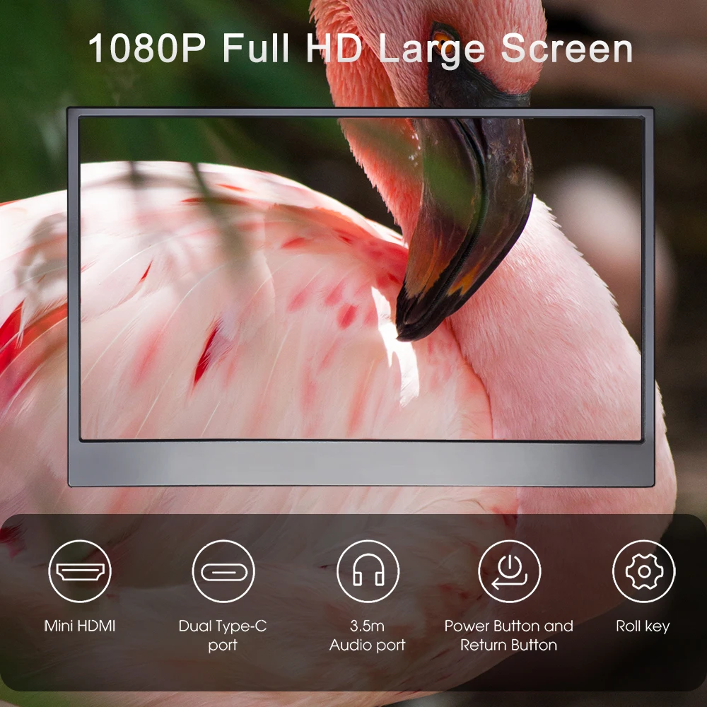 LESOWN Ʈ  13.3 ġ ޴ , IPS Full HD 1080P  ɾ USB C , PC S  ̴ HDMI USB  C 