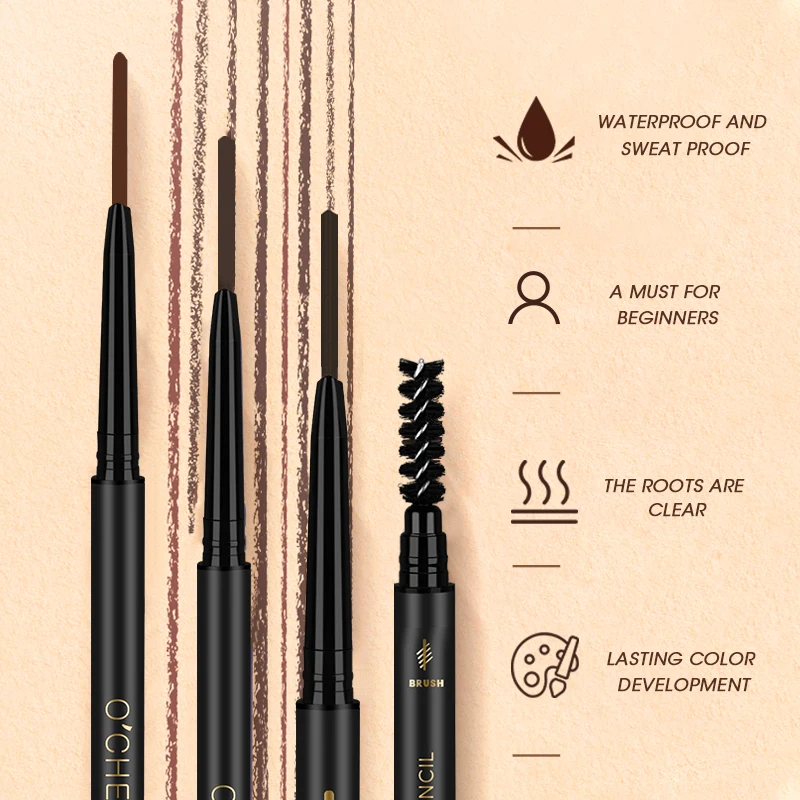 

C021 Ultra Slim Triangle Eyebrow Pencil Waterproof Smudge Eyebrows Pen Tattoo Cosmetics Dark Brown Grey Color