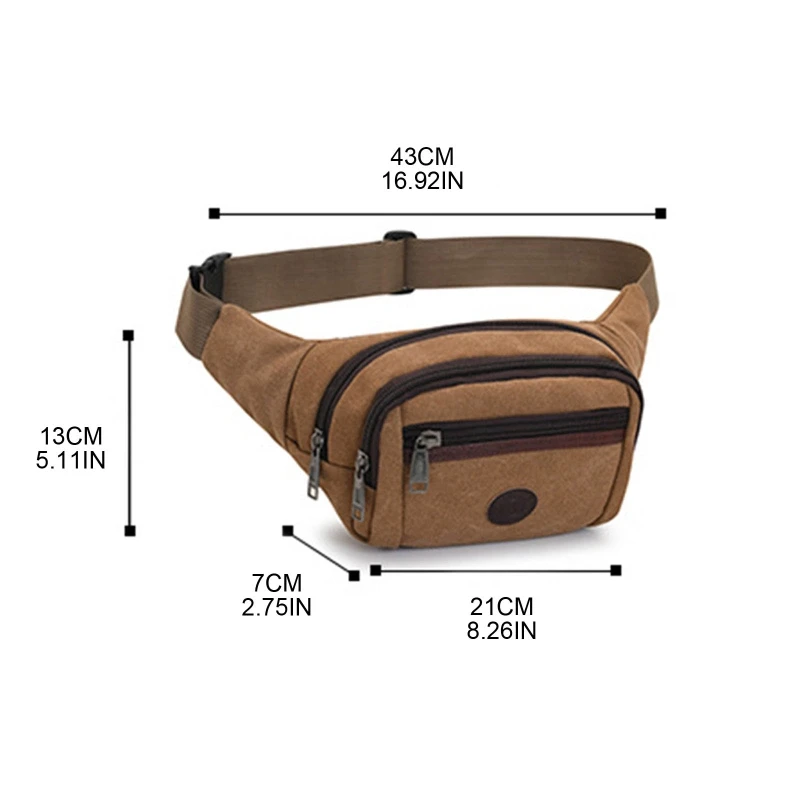Fashion Men Canvas Waist Bag Fanny Pack Sport Money Belt Hip Chest Crossbody Shoulder Purse