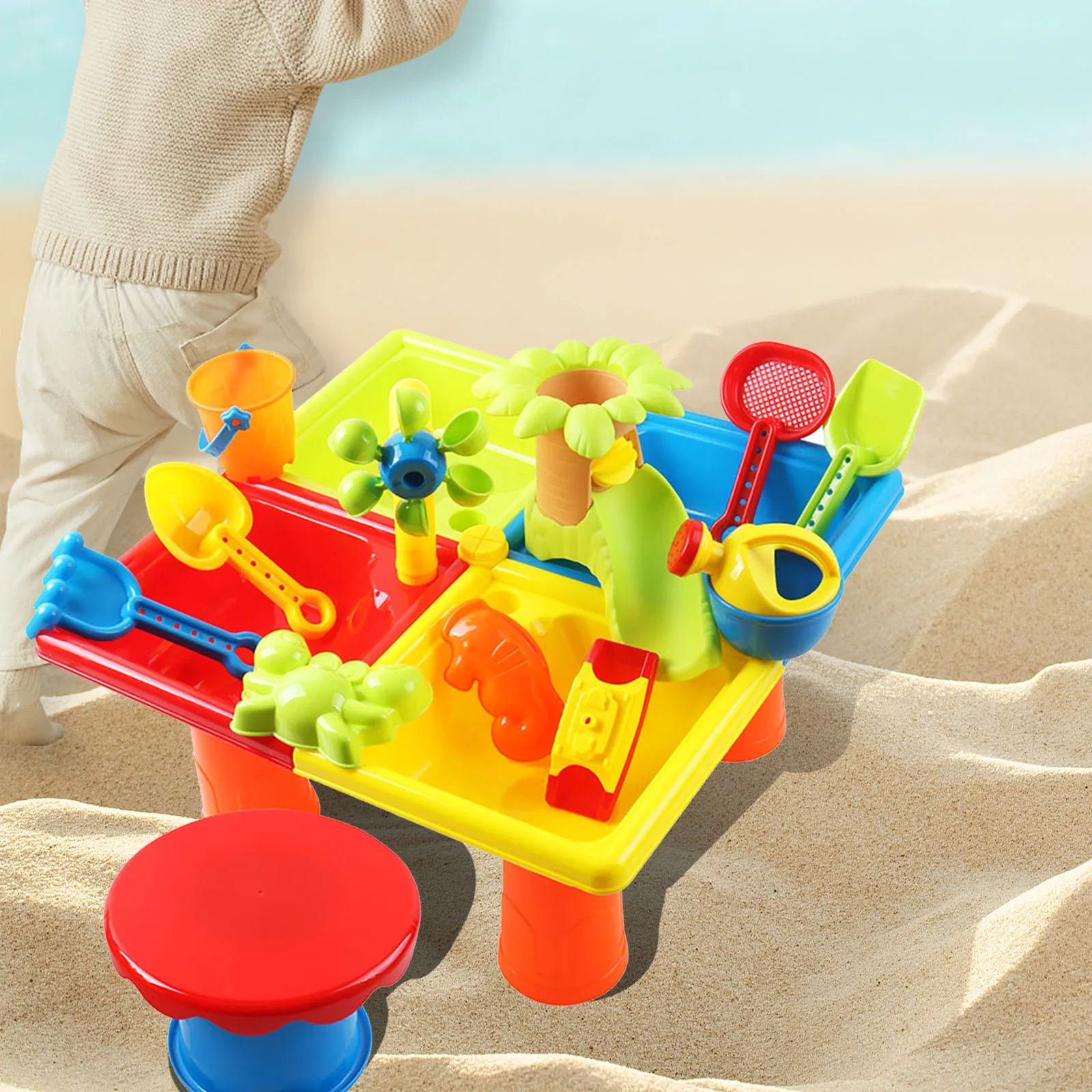 25Pcs Kids Sand And Water Activity Table Sensory Play Table Kids with Accessories For Outdoor Beach Pirate Ship Child Play Table 3