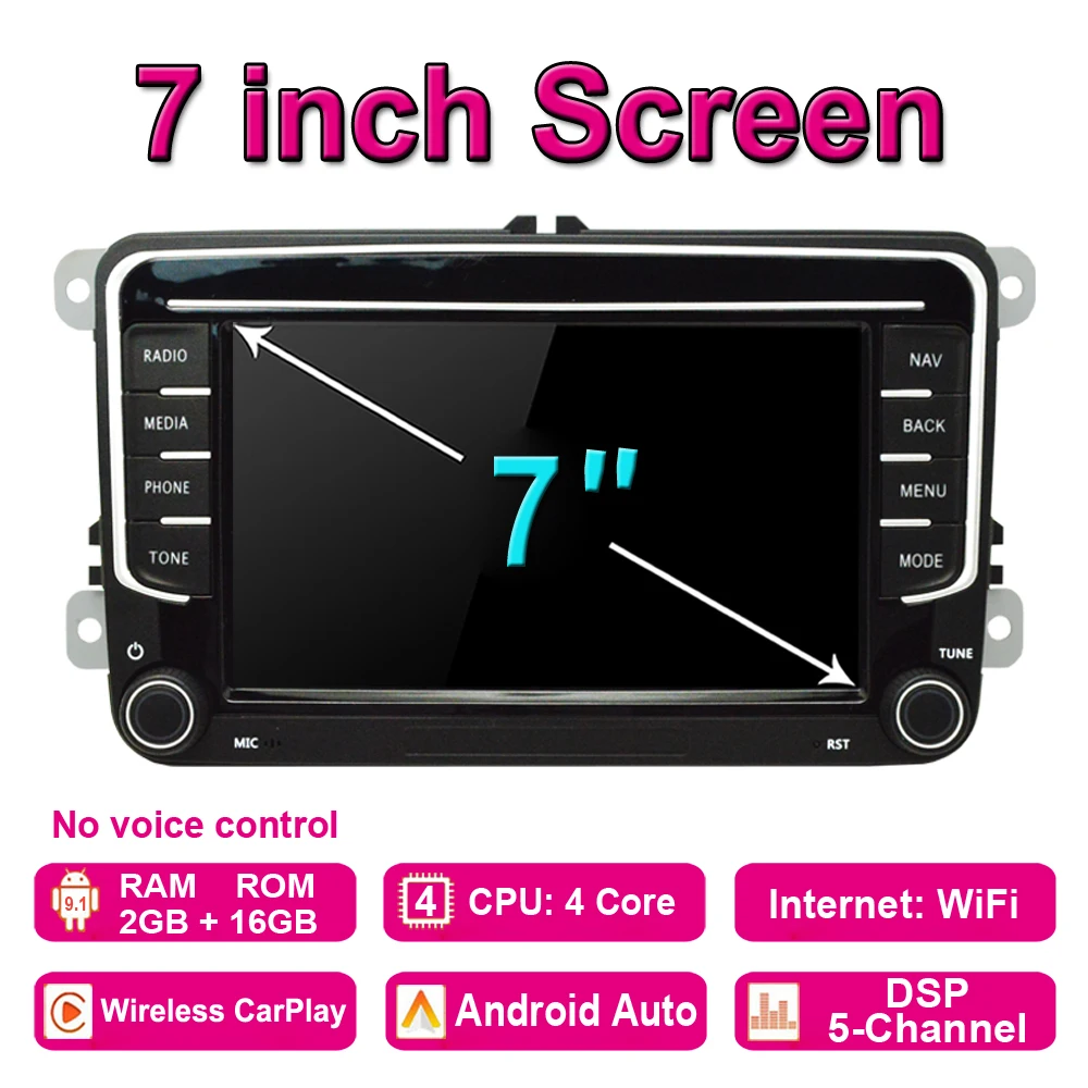 2Din Android 10 Car Radio Multimedia Player GPS WiFi/3G/4G For VW/Volkswagen/Golf/Polo/Tiguan/Passat/b7/b6/ SEAT/Skoda/Octavia car tv screens with bluetooth Car Monitors