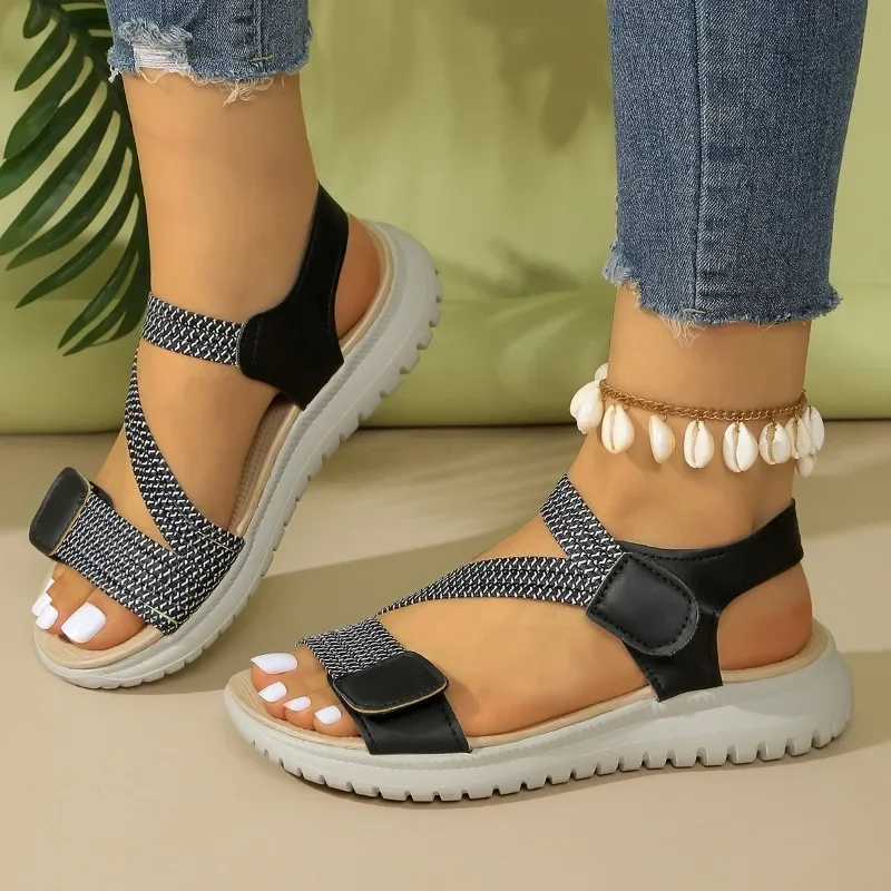 Ladies Shoes Peep Toe Women's Sandals Casual Sandals Women Summer Plus Size Solid Flat women sandals women flats