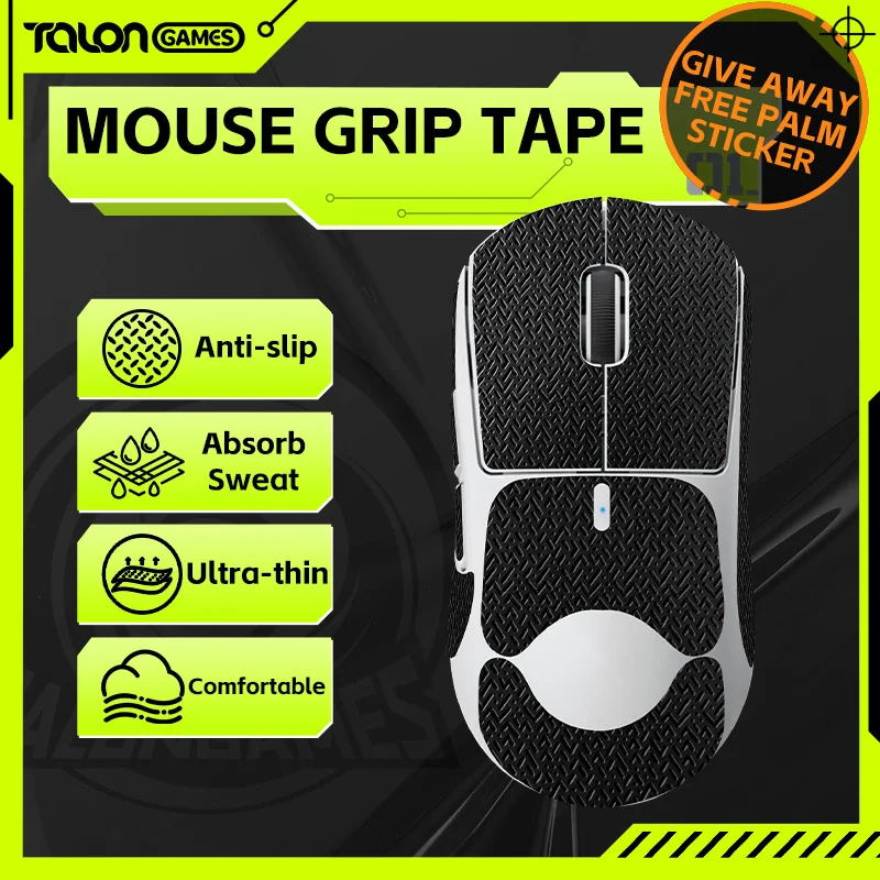 TALONGAMES Mouse Grip Tape Lizard Skin For Logitech G PRO X Superlight,Palm Sweat Absorption,All Inclusive Anti-Slip Tape(Black)