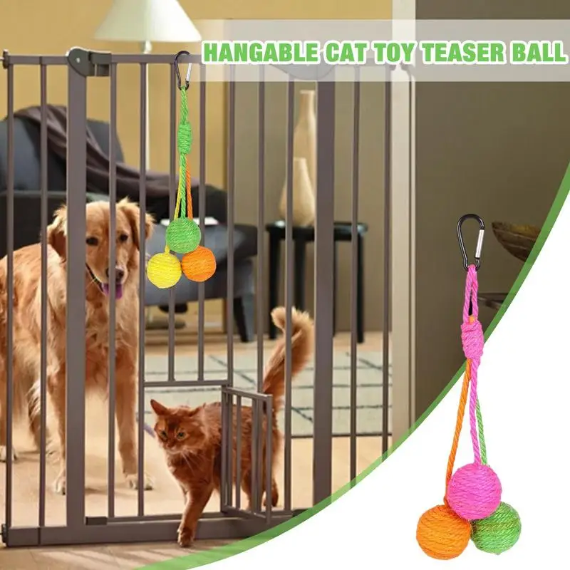 

Cat Sisal Ball Cat Toy Pet Interactive Ball Interactive Rolling Scratch Toy Cat Hanging Sisal Ball Jute Twine Rope Pet Supplies