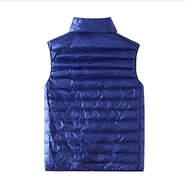 Spring and Autumn New Royal Blue Lightweight Down Vest for Men, Navy Blue/Army Green 50 Standard White Duck Down Waistcoat