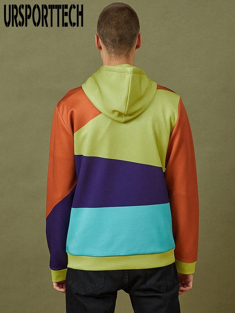Hoodies Sweatshirt Men Hoodie Sweatshirt Men Hooded Loose Hip Hop Patchwork Streetwear Autumn Men Pullover Hoodies