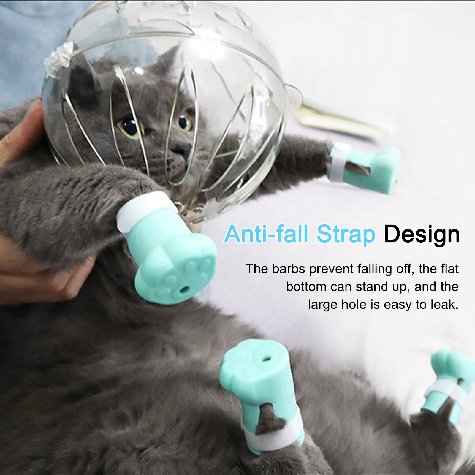 Cat Muzzle Boots Set Anti Bite Breathable Space Hood Clear Cats Helmet with Paw Cover Portable Astronaut Helmet for Grooming