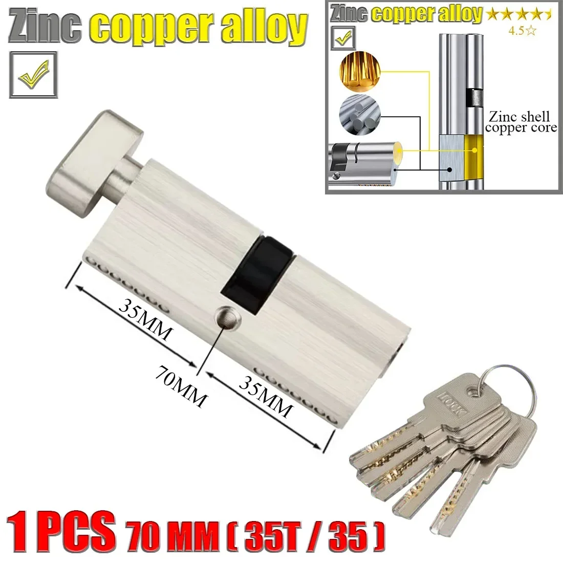 Door lock cylinder Customize 1 key to unlock all lock cylinders 70mm and 80mm knob lock cylinder entrance door lock cylinder door same key