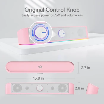 Redragon GS560 RGB Desktop Soundbar, 2.0 Channel Computer Speaker with Dynamic RGB Audio 5