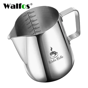 WALFOS Style Espresso Coffee Milk Mugs Cup Pots Jug Handle Craft Coffee Garland Cup Latte Jug Thickened Stainless Steel