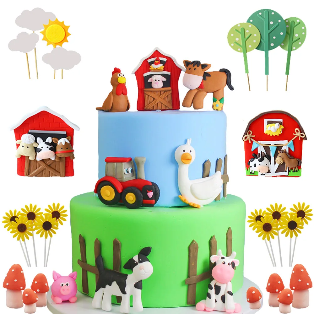 FarmAnimalCakeToppersCowRanchTractorSheepdogDecorationsfor
