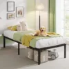 18 inch double bed frame without springs, heavy-duty high metal double bed frame, noise free, easy to assemble, black 2