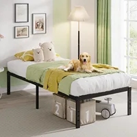 18 inch double bed frame without springs, heavy-duty high metal double bed frame, noise free, easy to assemble, black 2