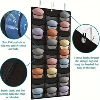 27 Pockets Hat Rack for Baseball Caps Over The Door Cap Organizer Hat Holder With Large Clear Pockets &3 Hooks Hat Storage 2