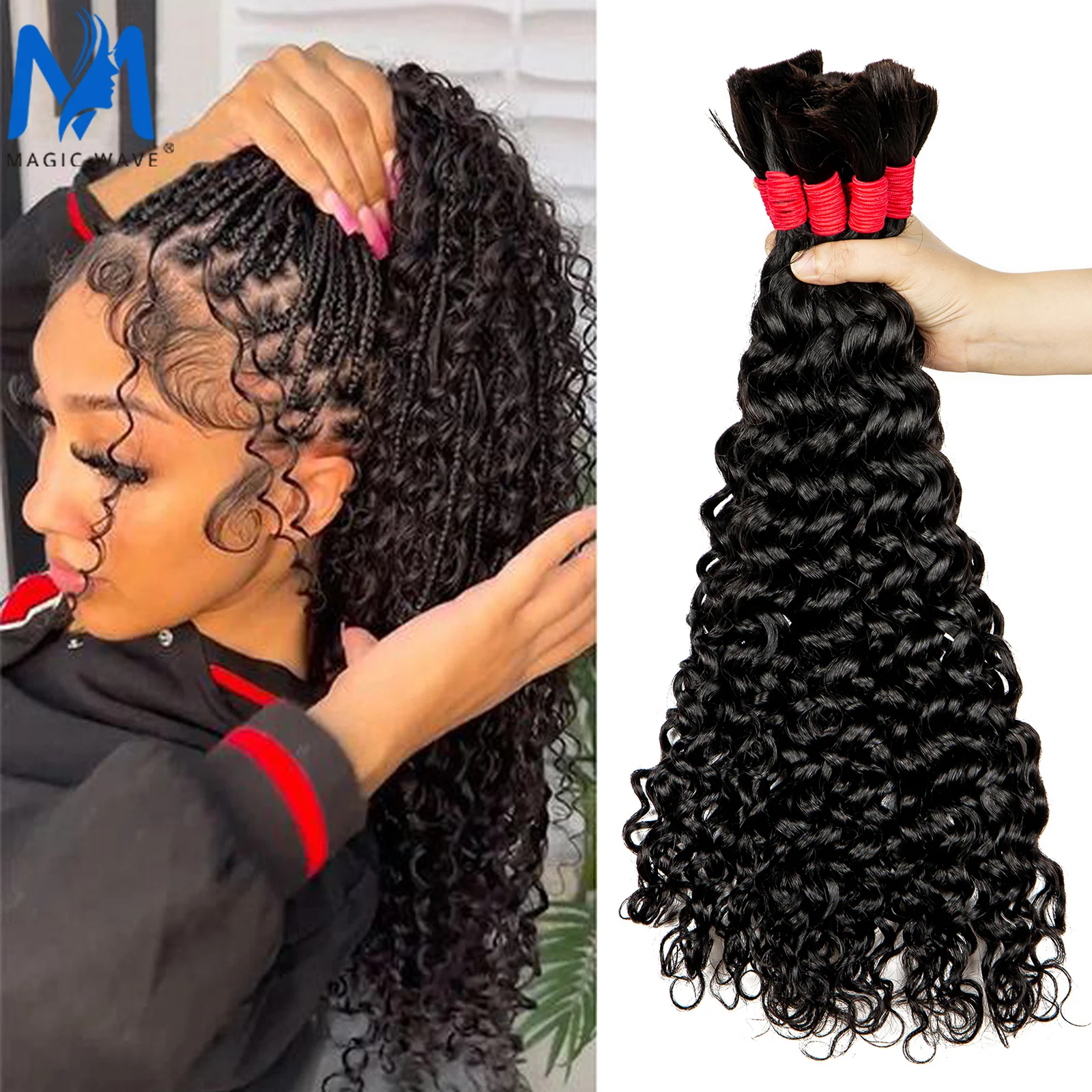 

100% Real Remy Hair Bulk Extensions Unprocessed Hot Selling Black Curly Human Hair Bulk Weaving for Braiding 20 24 26 Inhces