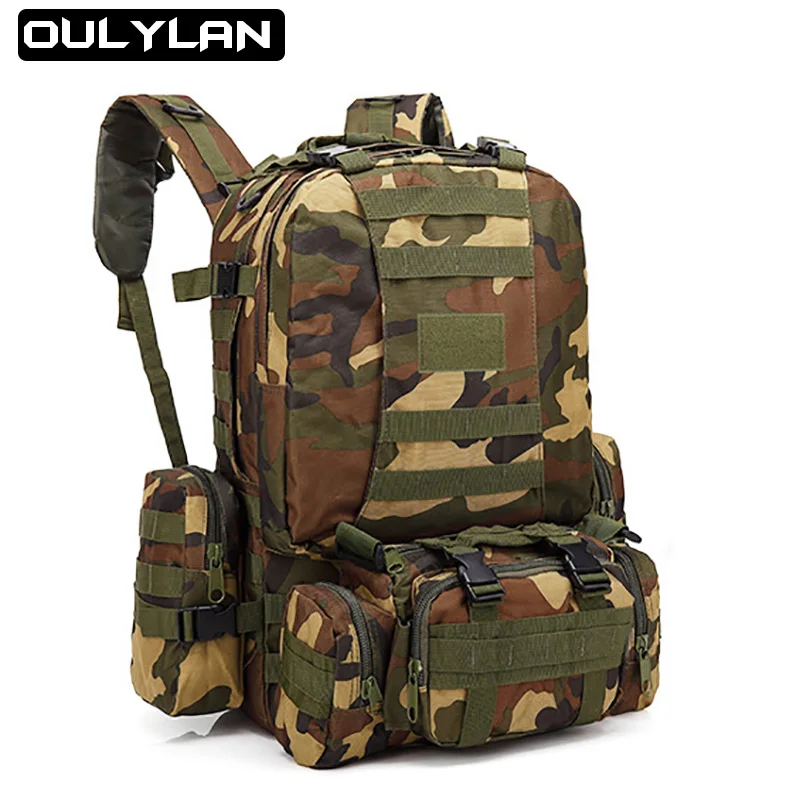 

New 55L Tactical Backpack Large Capacity Rucksack Waterproof Molle Combination Bag Outdoor Travel Trekking Hiking Camping Bag