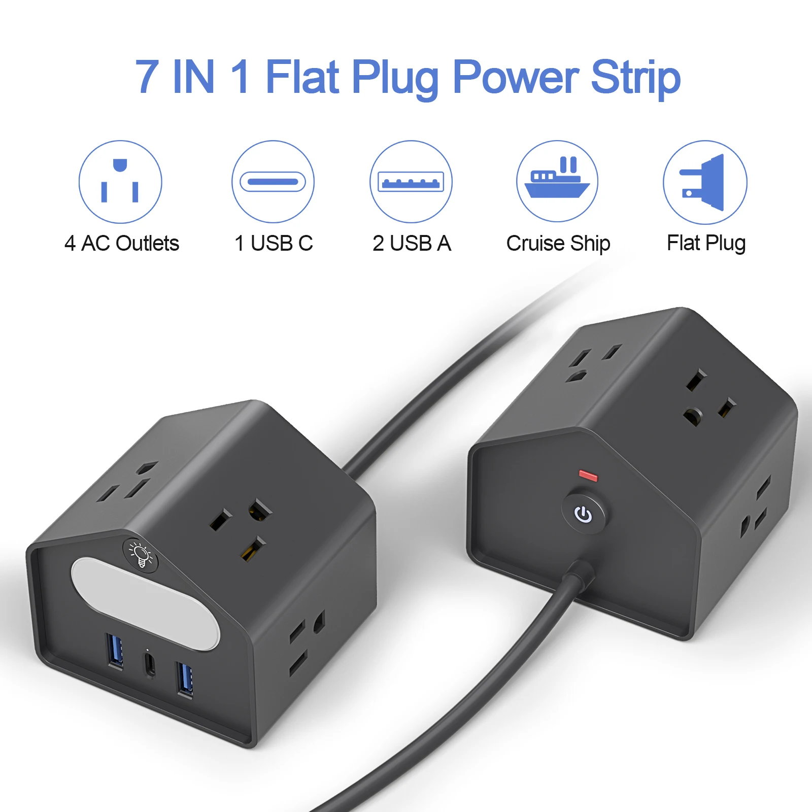 Tower Surge Protector Power Strip, Upgrade Version 8.8ft Extension Cord With 12 AC Outlets 5 USB Charging Ports Surge Protection For Home Office DormRoom Gray For Business For Factory - View #14