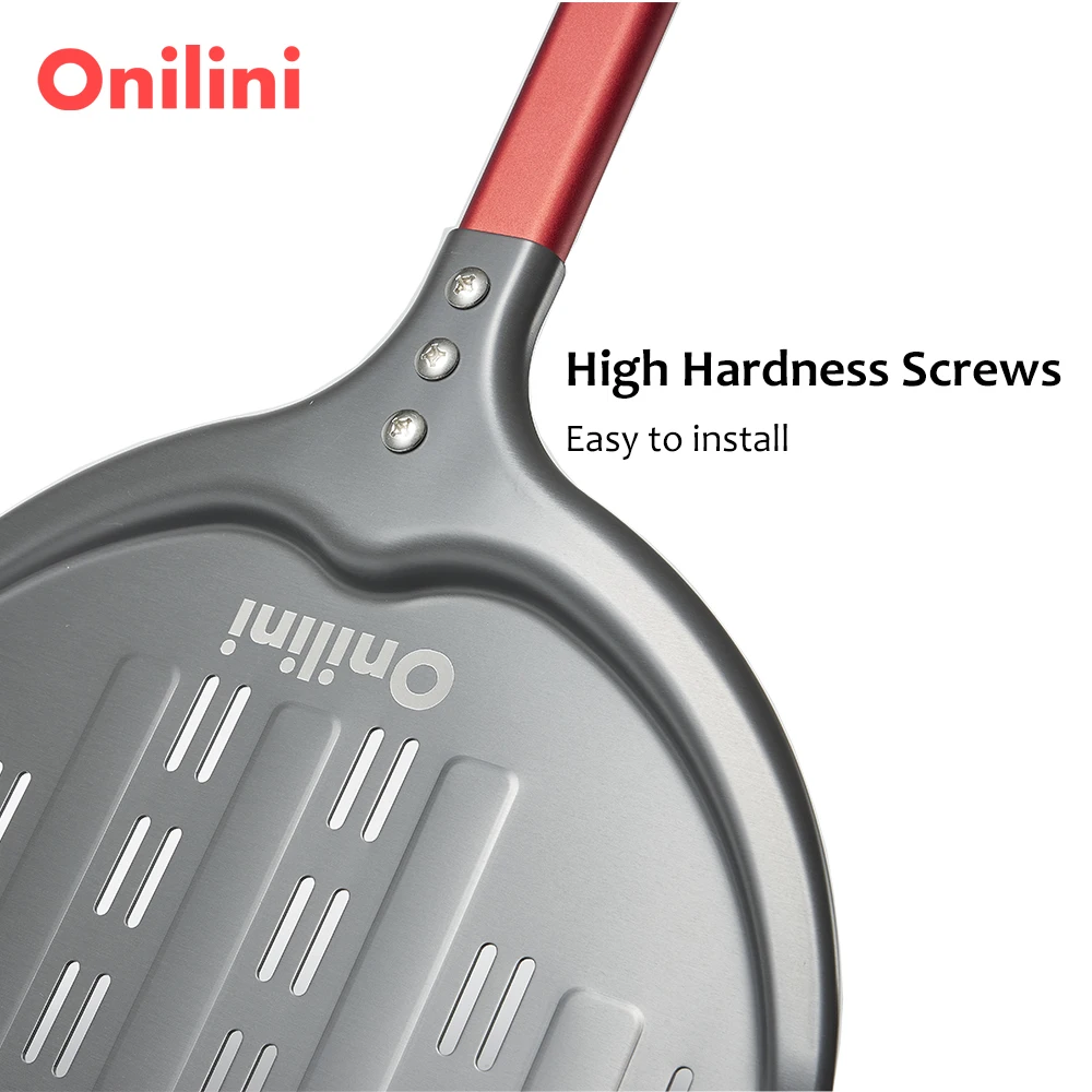 Onilini 12 inch Pizza Peel Perforated Pizzas Shovel Apple Shape Pizza Paddle with Aluminum Alloy Short Handle Peel