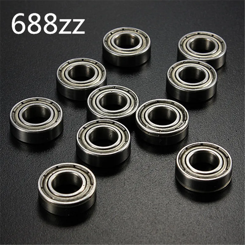 10Pcs/Set 688zz Metal Ball Bearings Set Sealed Deep Groove Radial Ball Bearing for Skateboard Scooter 3D Printers 8 x 16 x 5mm ball bearings,metal shielded ball bearings