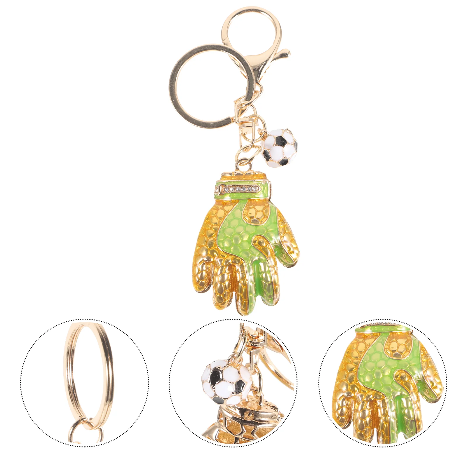 Goalkeeper Keychain Soccer Glove Key Ring Soccer Ball Pendant Charm Sports Theme Car Key Holder Backpack Purse